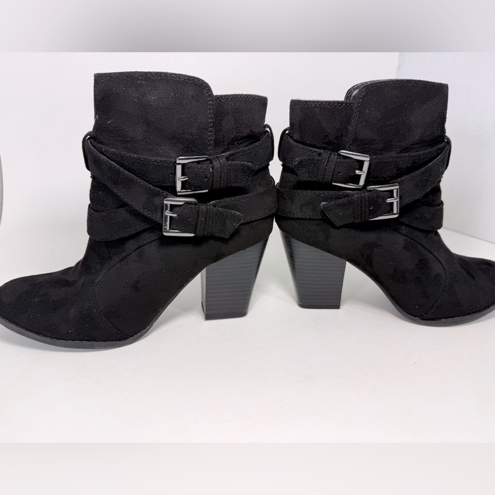 Charolette Russe Suede Black Double Strap Ankle Boots